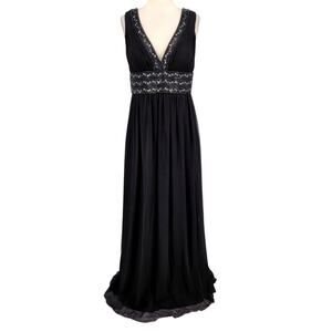 Vintage 90s Silk Beaded Gown – Size 8 Black